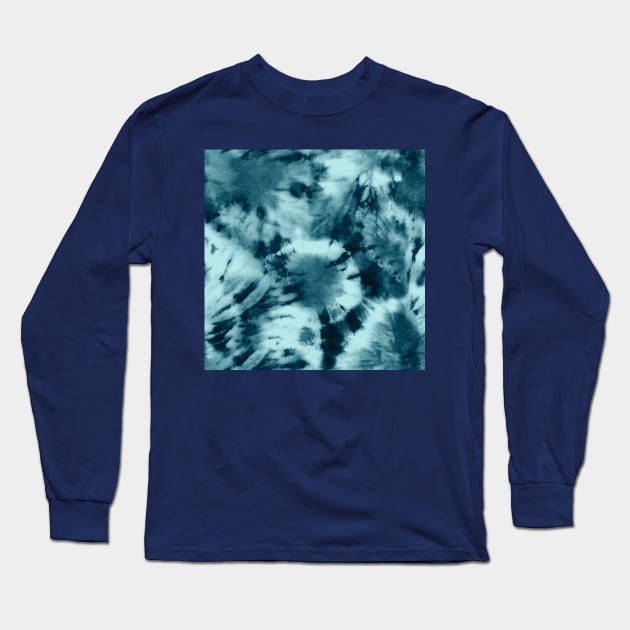 Navy and Blue Pastel Tie-Dye Long Sleeve T-Shirt by Carolina Díaz